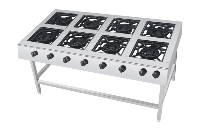 WH8S Free Standing Commercial Gas Stove 8 Burner Stainless Steel 